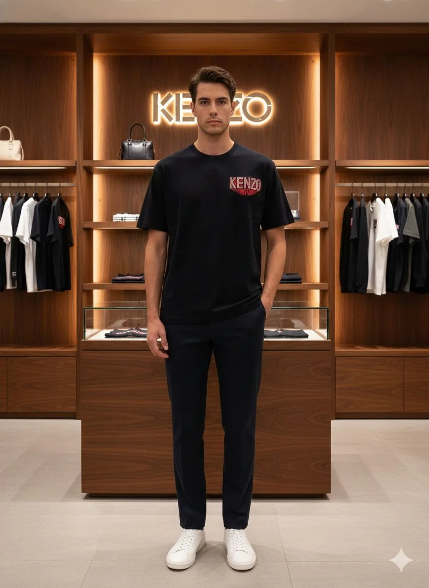 KENZO Men's Black Embroidered Logo T-Shirt | Luxury Streetwear