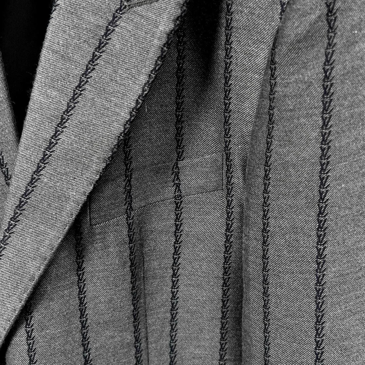 LOUIS VUITTON || Embroidered Monogram Pinstripe Blazer – Grey Wool Blend Tailored Jacket