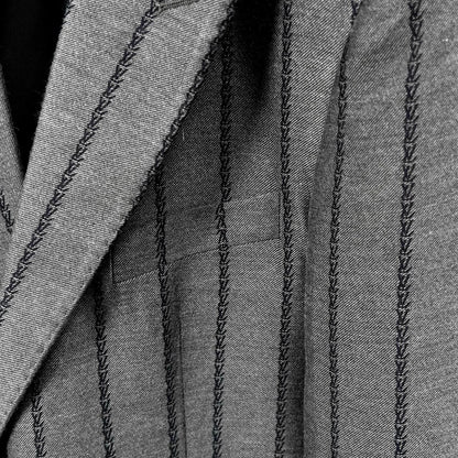LOUIS VUITTON || Embroidered Monogram Pinstripe Blazer – Grey Wool Blend Tailored Jacket