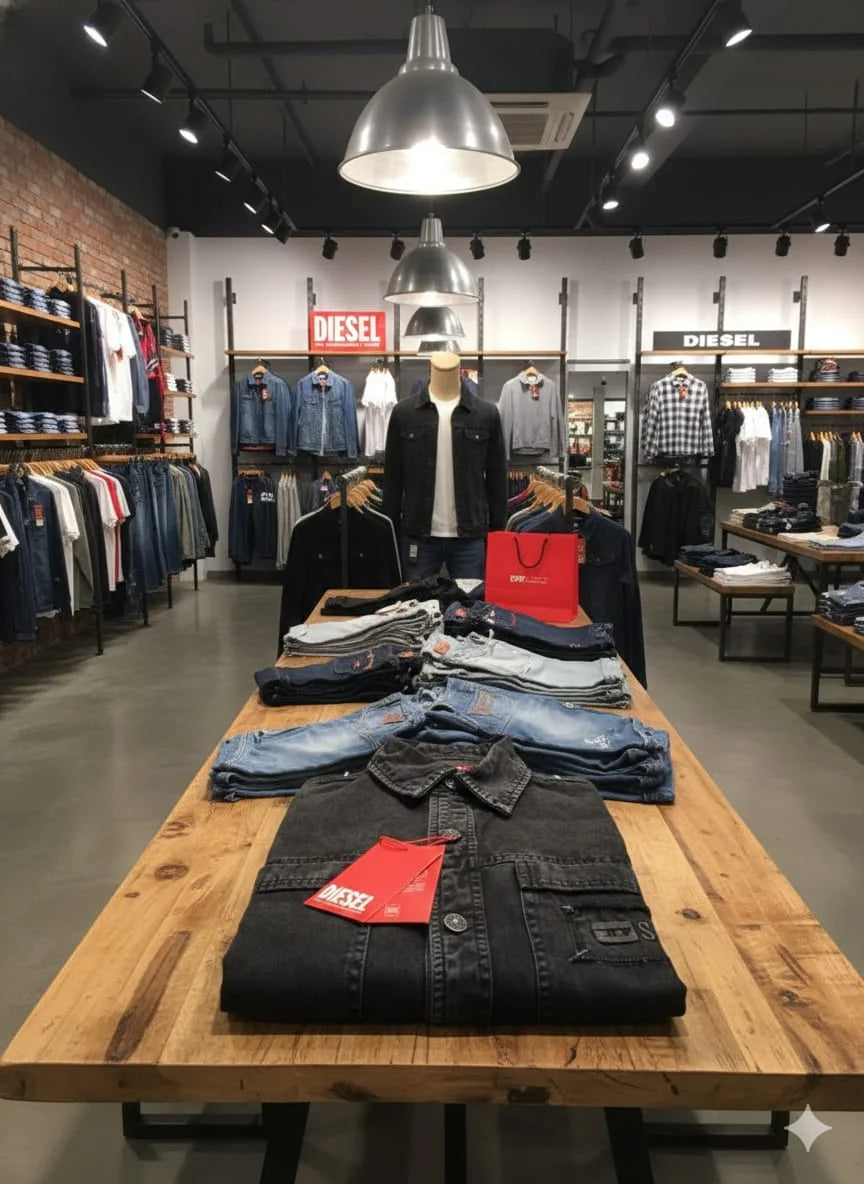 DIESEL || Men’s D-SL Overshirt – Vintage-Wash Denim Button-Down with Distressed Patch Detail