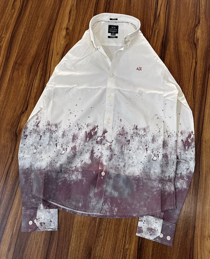 ARM*NI EXCH*NGE || Men’s Paint Splatter Ombré Slim Fit Button-Down Shirt