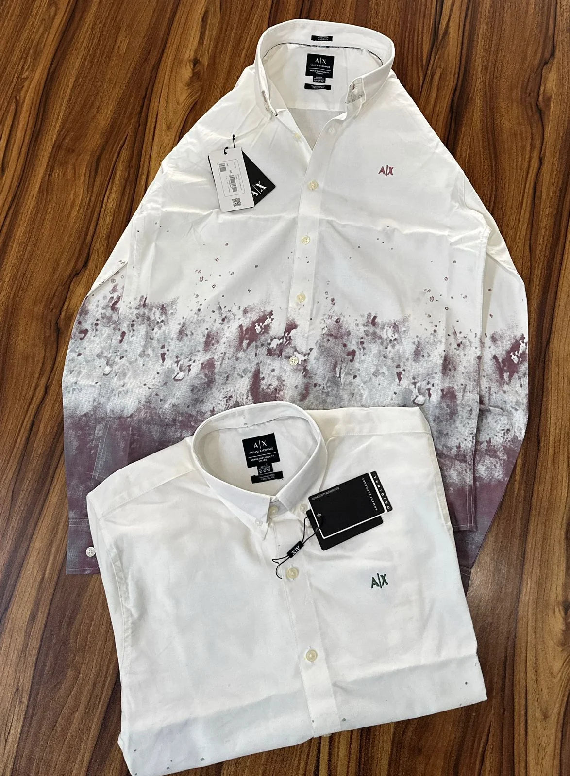 ARM*NI EXCH*NGE || Men’s Paint Splatter Ombré Slim Fit Button-Down Shirt