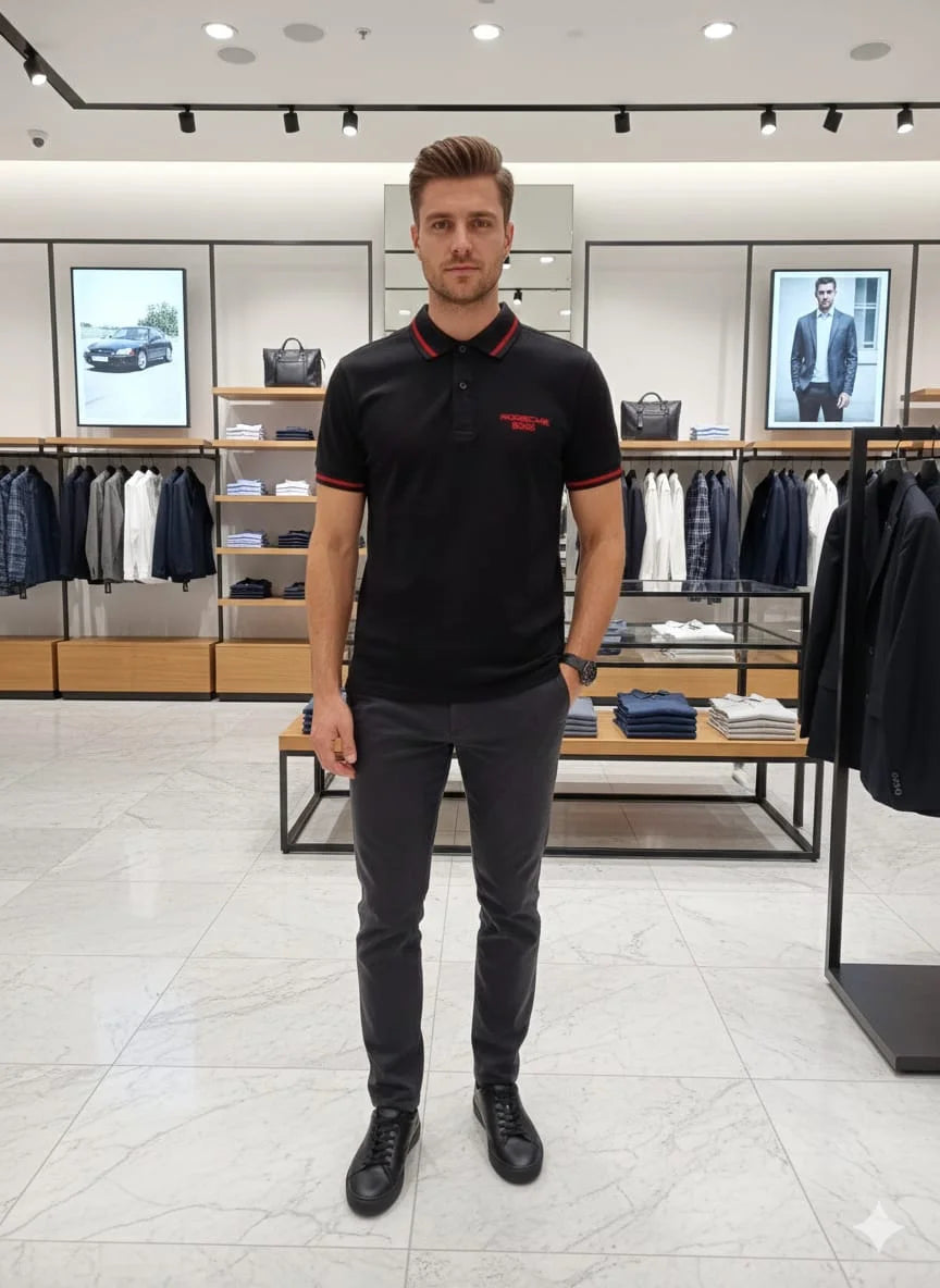 BOSS x Porsche Collection: Slim-Fit Piqué Polo Shirt with Contrast Tipping