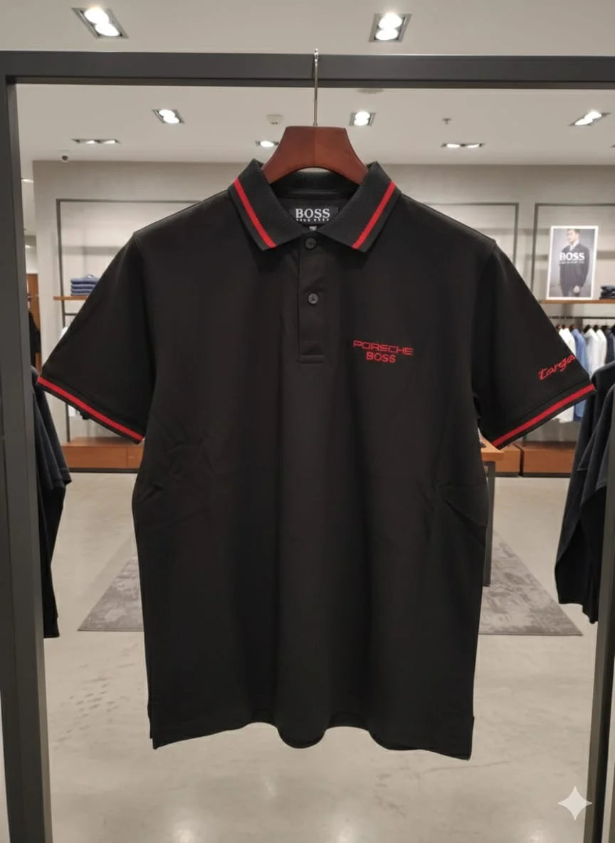 BOSS x Porsche Collection: Slim-Fit Piqué Polo Shirt with Contrast Tipping