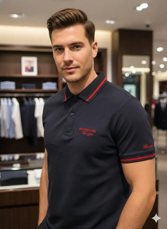 BOSS x Porsche Collection: Slim-Fit Piqué Polo Shirt with Contrast Tipping