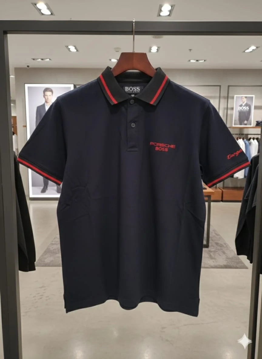 BOSS x Porsche Collection: Slim-Fit Piqué Polo Shirt with Contrast Tipping