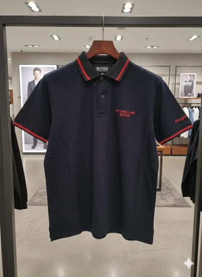 BOSS x Porsche Collection: Slim-Fit Piqué Polo Shirt with Contrast Tipping
