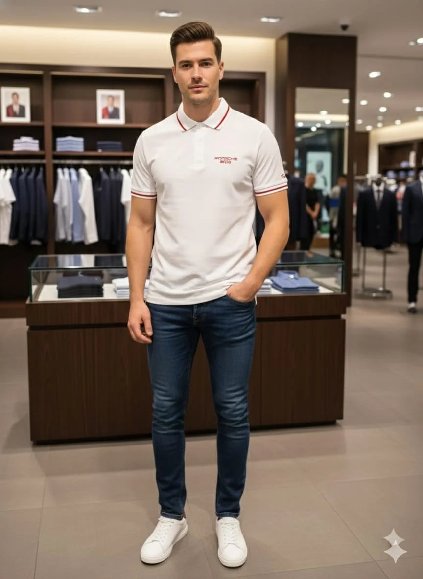 BOSS x Porsche Collection: Slim-Fit Piqué Polo Shirt with Contrast Tipping