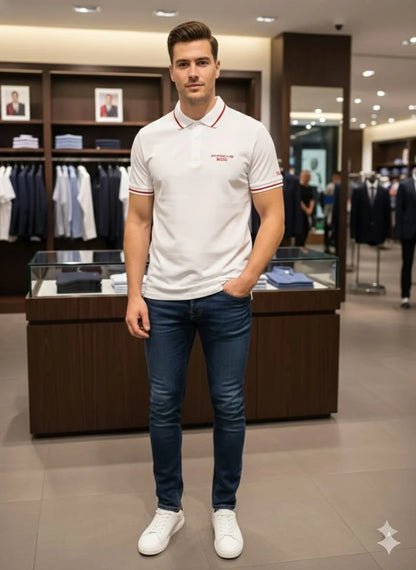 BOSS x Porsche Collection: Slim-Fit Piqué Polo Shirt with Contrast Tipping