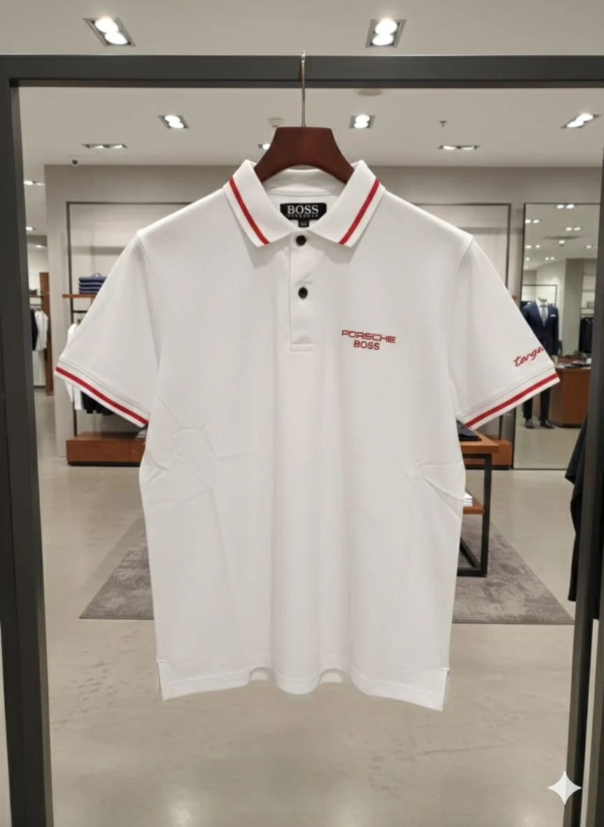 BOSS x Porsche Collection: Slim-Fit Piqué Polo Shirt with Contrast Tipping