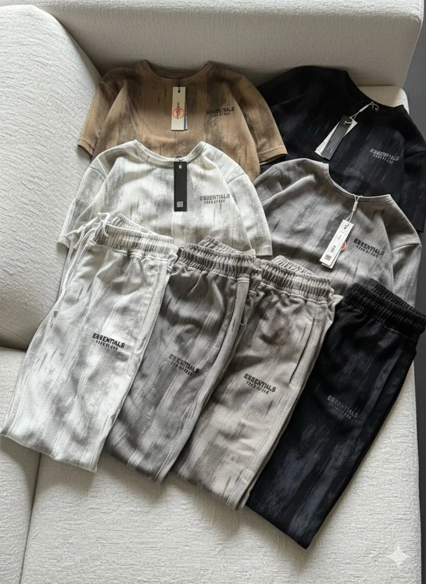 ESSENTIALS || Fear of God Ribbed Knit T-Shirt & Jogger Set – Premium Streetwear