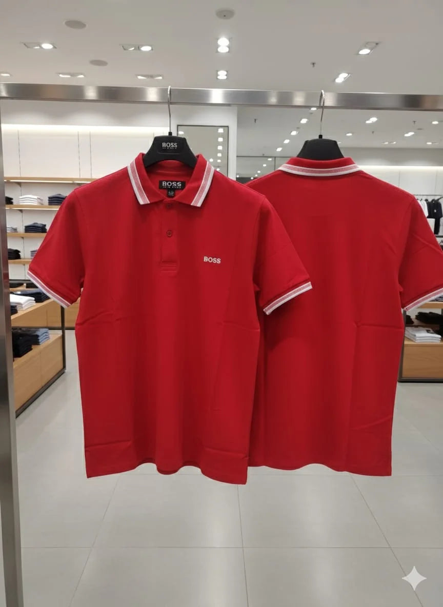 BOSS || Men's Slim-Fit Cotton Pique Polo Shirt – Luxury Casual Essentials