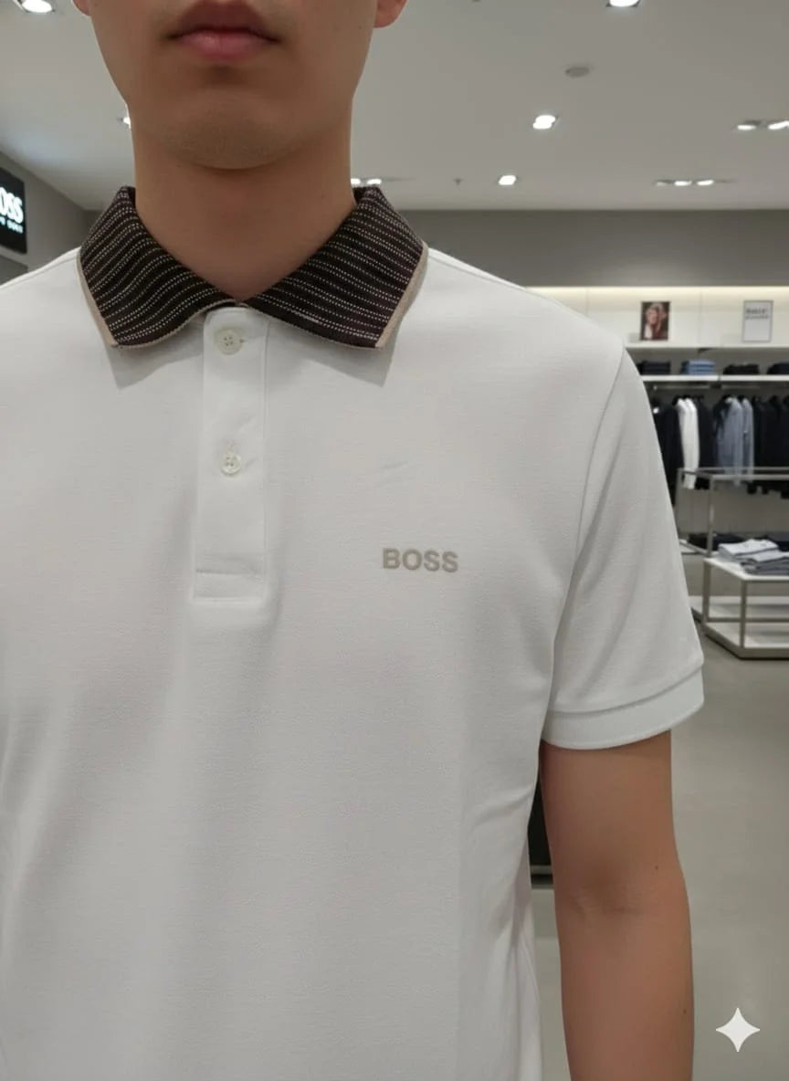 BOSS || Men's Slim-Fit Cotton Pique Polo Shirt – Luxury Casual Essentials