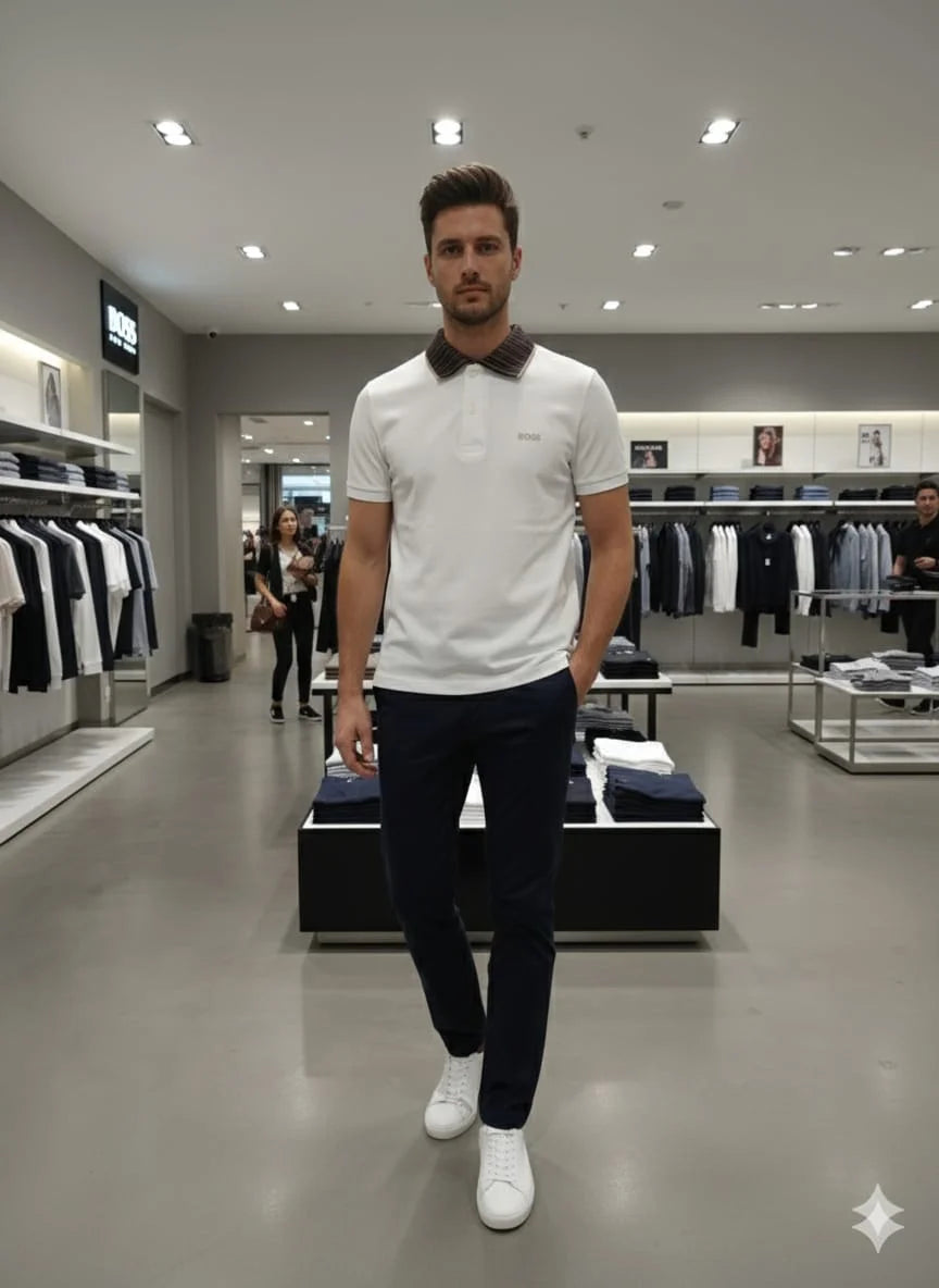 BOSS || Men's Slim-Fit Cotton Pique Polo Shirt – Luxury Casual Essentials