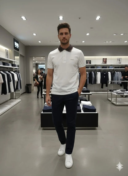 BOSS || Men's Slim-Fit Cotton Pique Polo Shirt – Luxury Casual Essentials