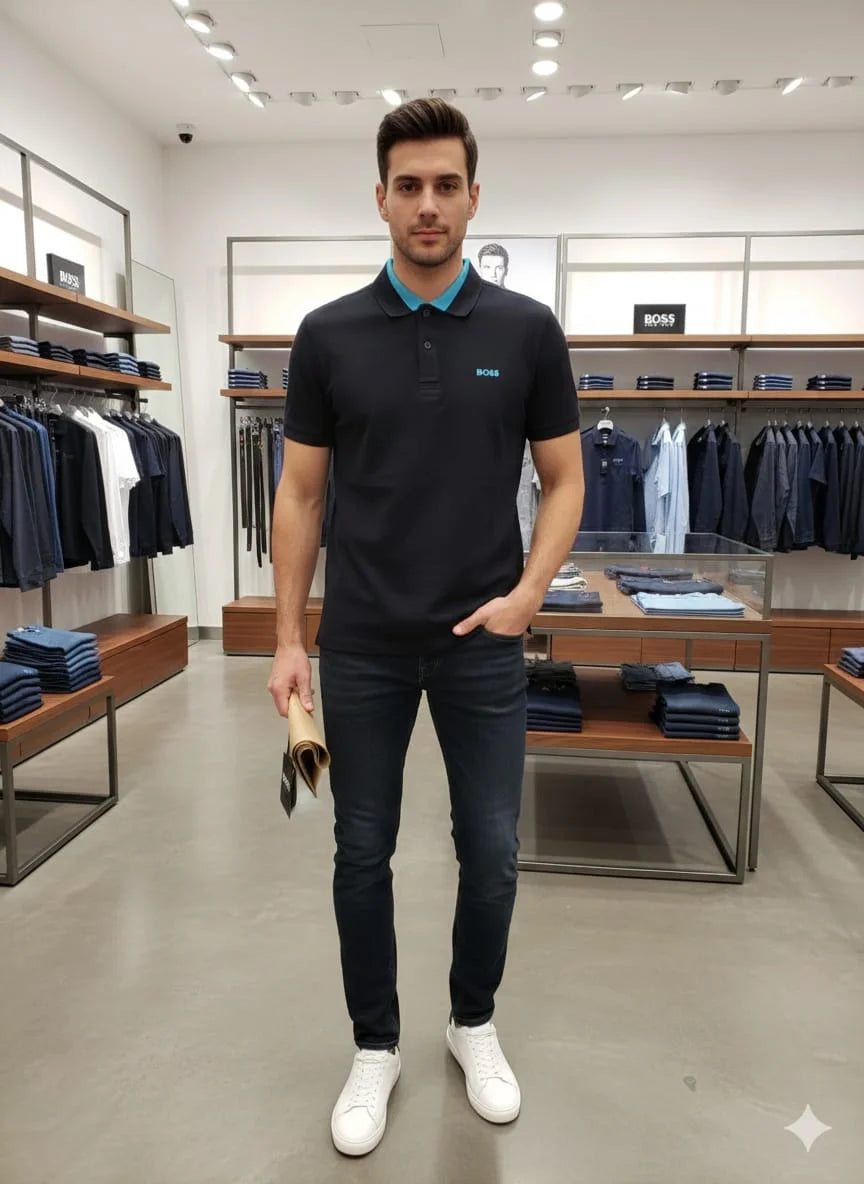 BOSS || Men's Slim-Fit Cotton Pique Polo Shirt – Luxury Casual Essentials