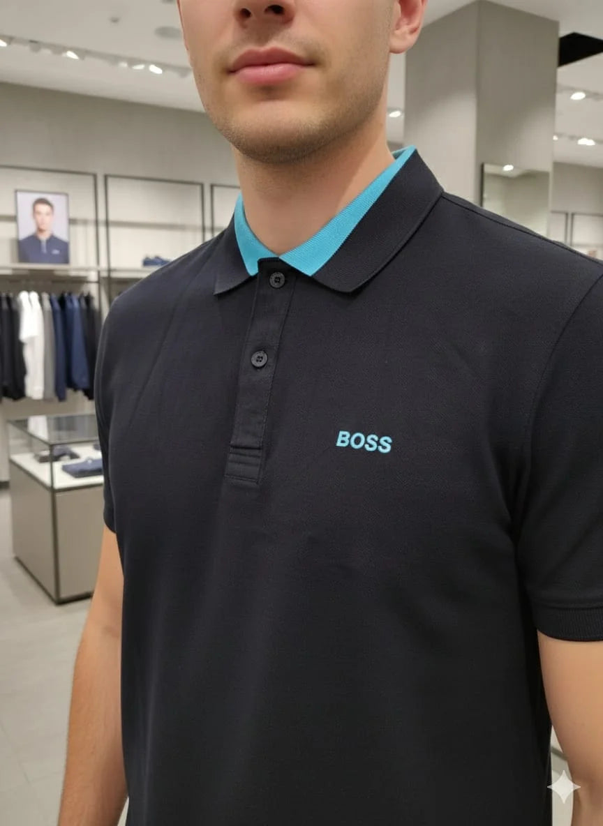 BOSS || Men's Slim-Fit Cotton Pique Polo Shirt – Luxury Casual Essentials