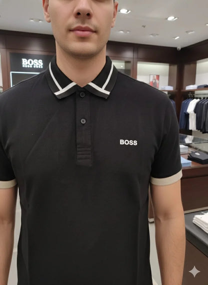 BOSS || Men's Slim-Fit Cotton Pique Polo Shirt – Luxury Casual Essentials
