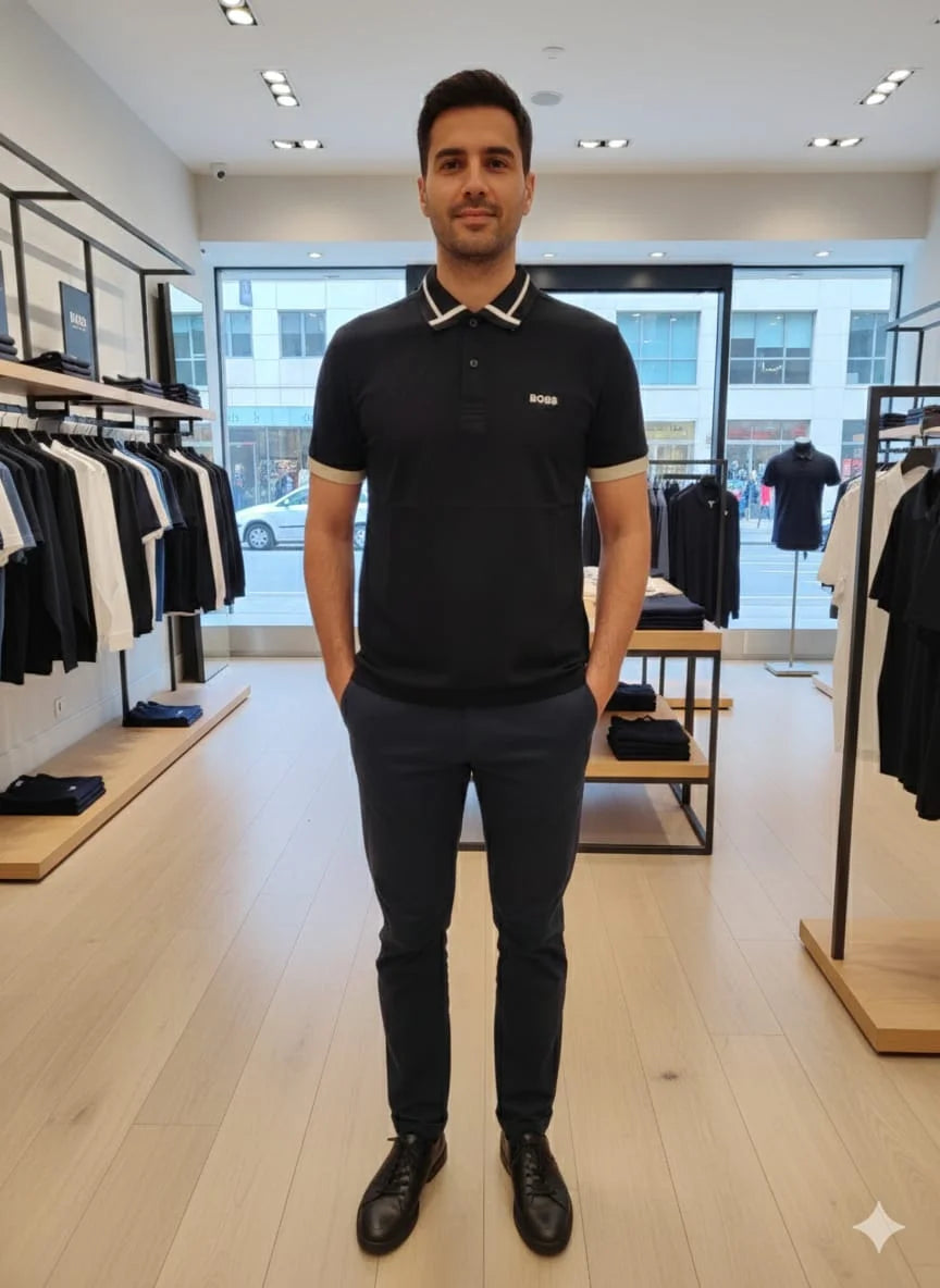 BOSS || Men's Slim-Fit Cotton Pique Polo Shirt – Luxury Casual Essentials