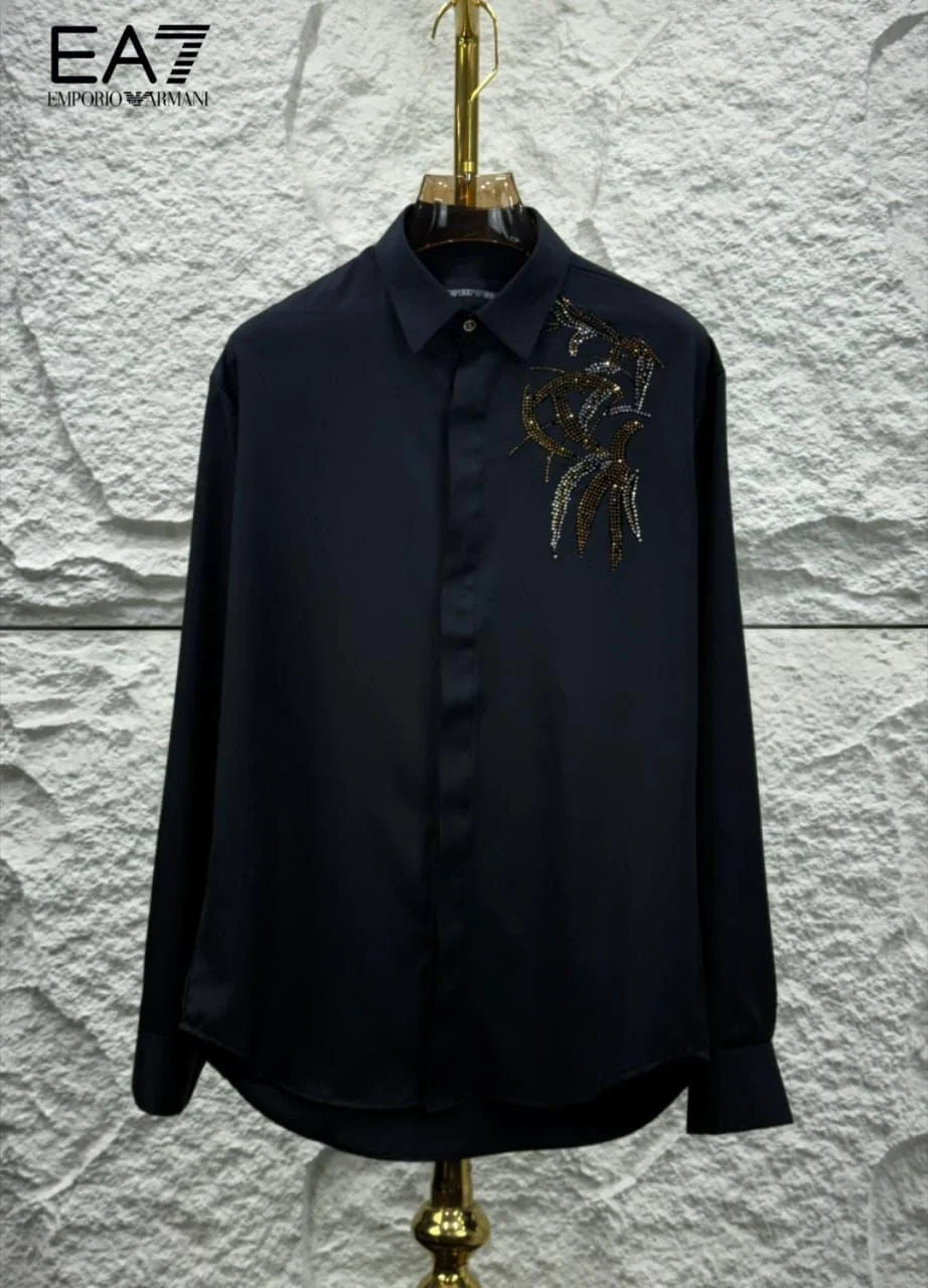 EMP*RIO ARM*NI || EA7 Men's Slim-Fit Rhinestone Embellished Button-Down Shirt