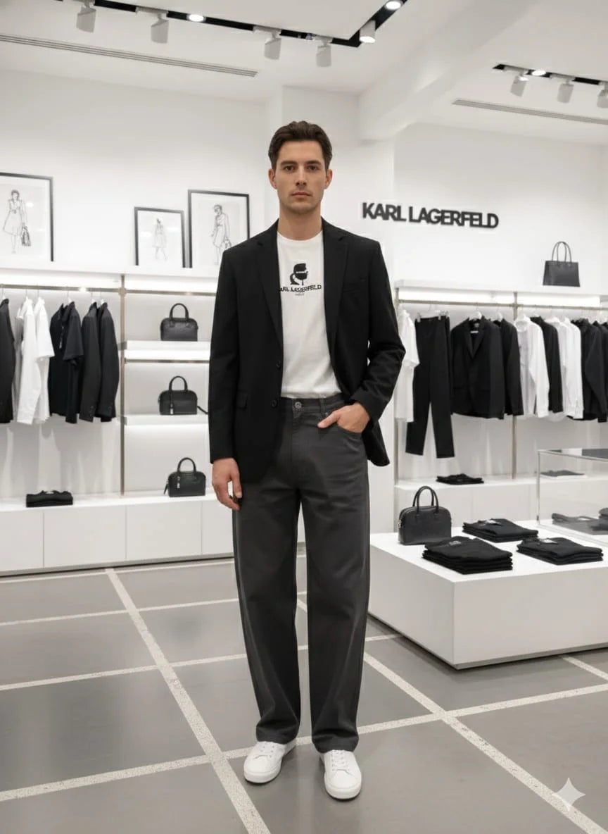 KARL LAGERFELD || Men’s Premium Slim-Fit Chino Trousers – Essential Luxury Cotton Stretch Pants