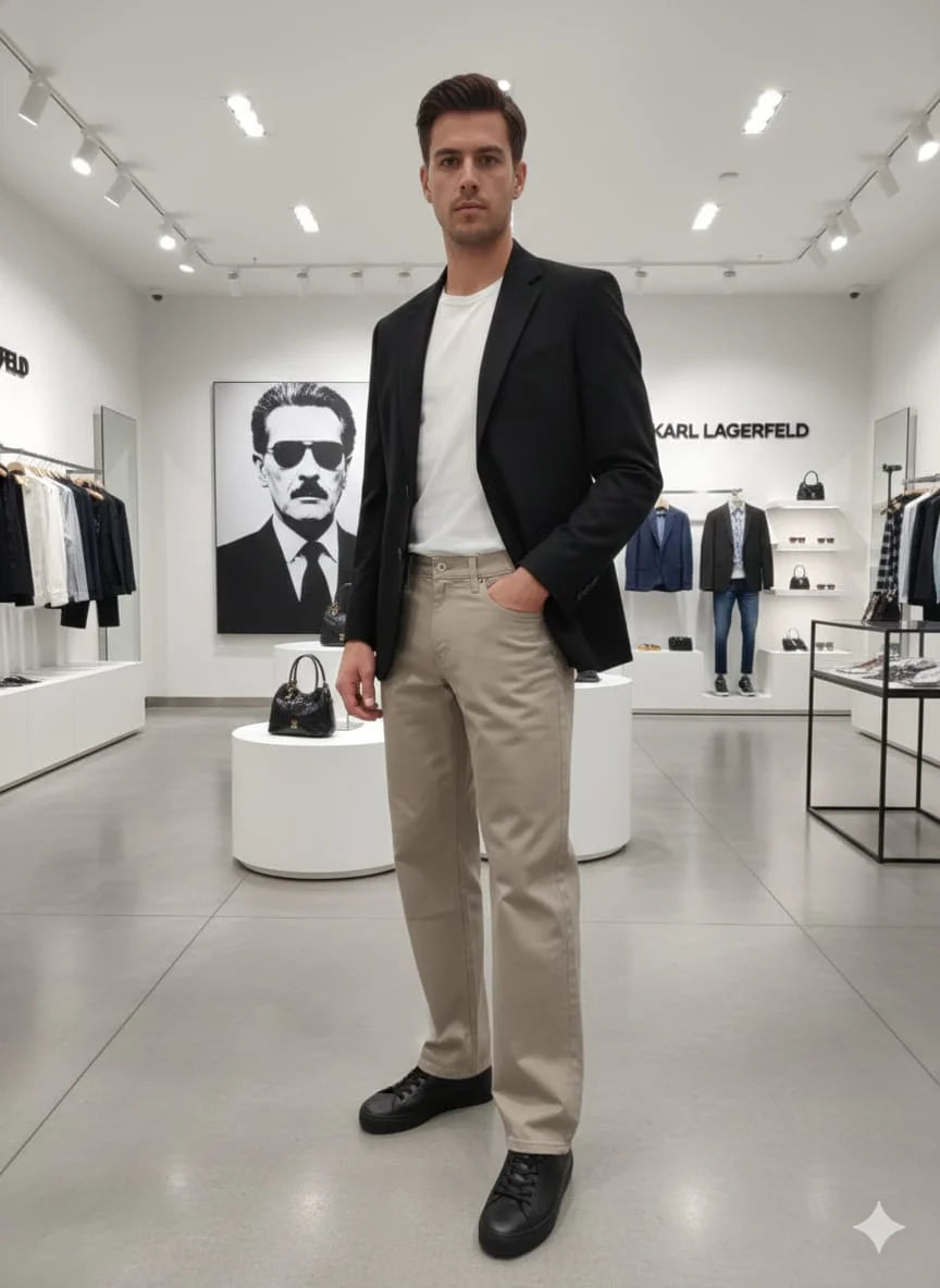 KARL LAGERFELD || Men’s Premium Slim-Fit Chino Trousers – Essential Luxury Cotton Stretch Pants