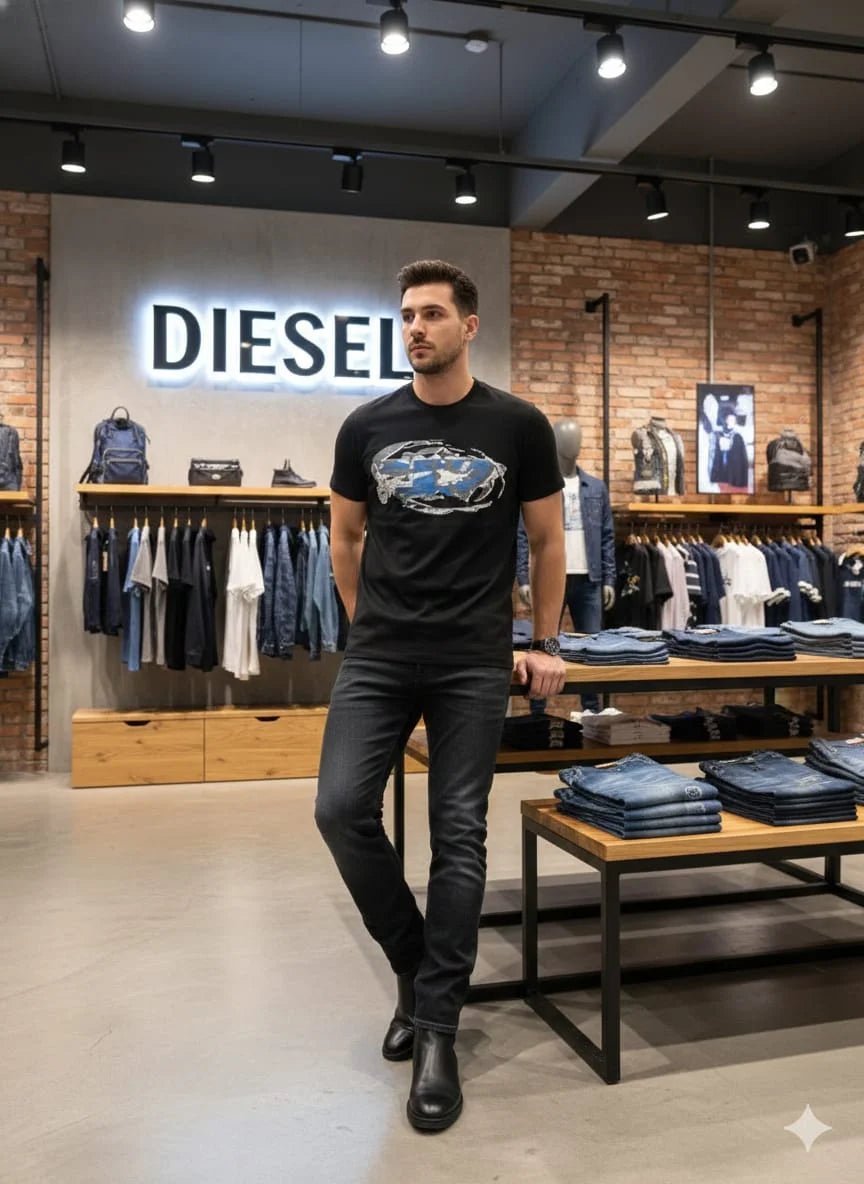 DIESEL || Men’s Graphic Logo T-Shirts – Premium Cotton Crew Neck Streetwear Collection