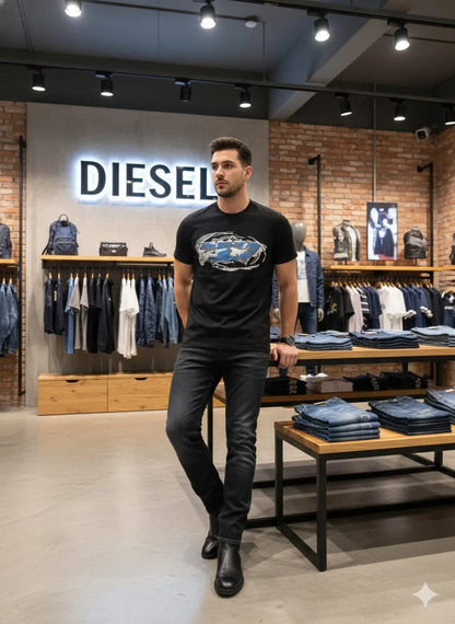 DIESEL || Men’s Graphic Logo T-Shirts – Premium Cotton Crew Neck Streetwear Collection