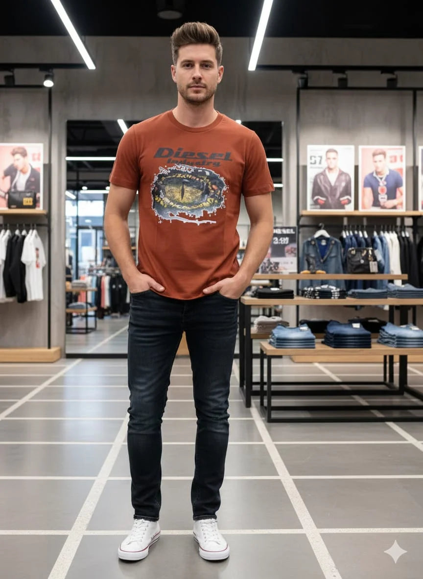 DIESEL || Men’s Graphic Logo T-Shirts – Premium Cotton Crew Neck Streetwear Collection