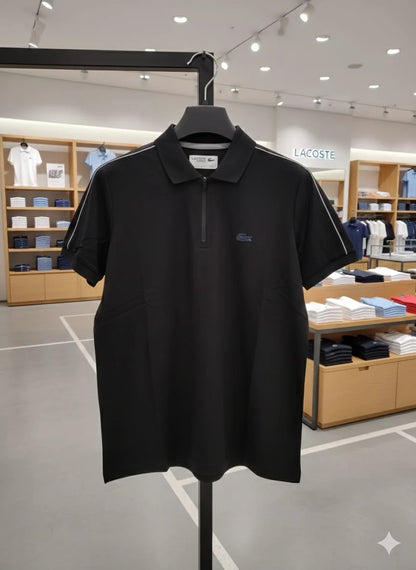 LACOSTE || Men’s Sport Golf Club Quarter-Zip Polo Shirt – Breathable Technical Piqué