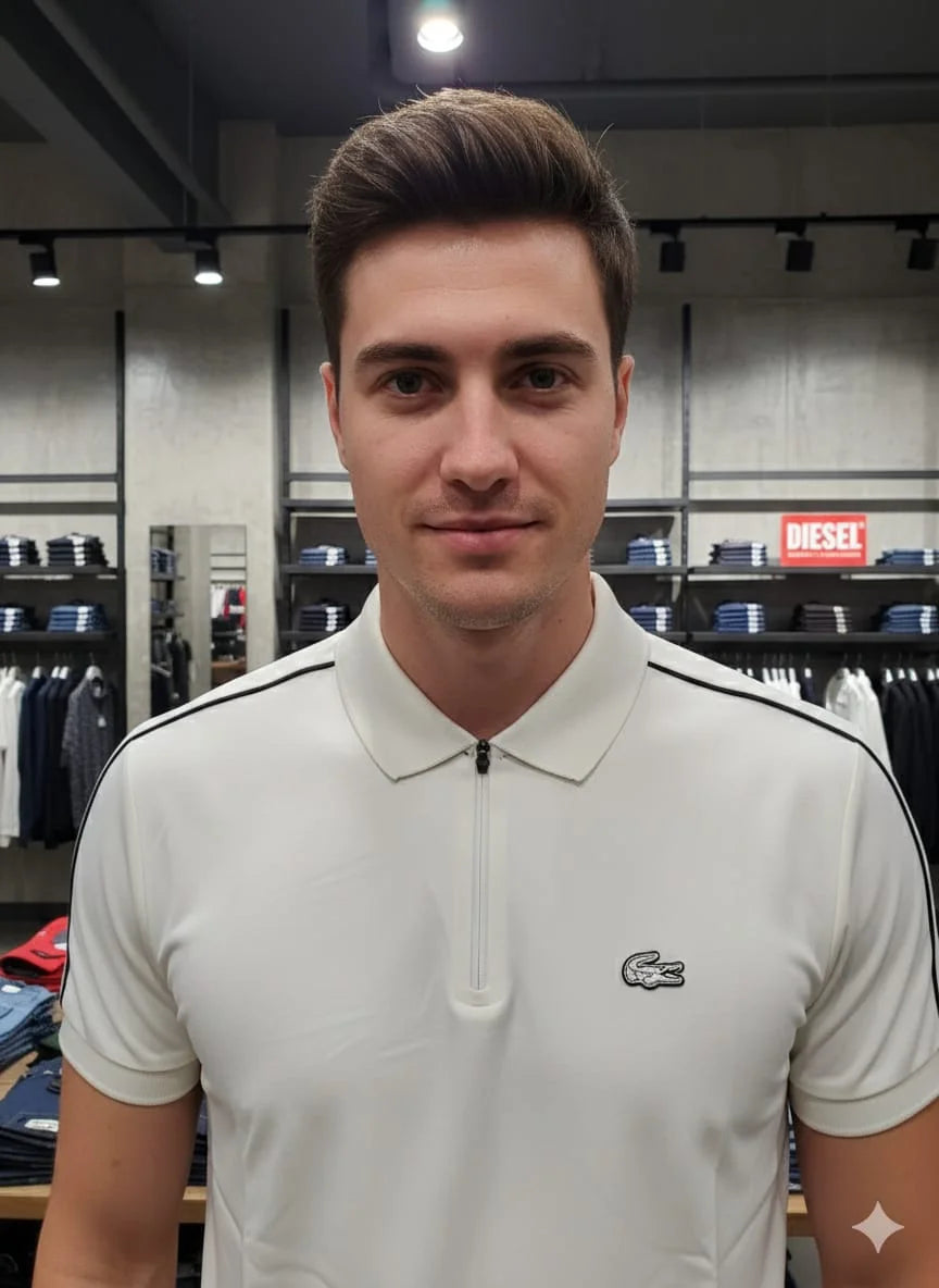 LACOSTE || Men’s Sport Golf Club Quarter-Zip Polo Shirt – Breathable Technical Piqué