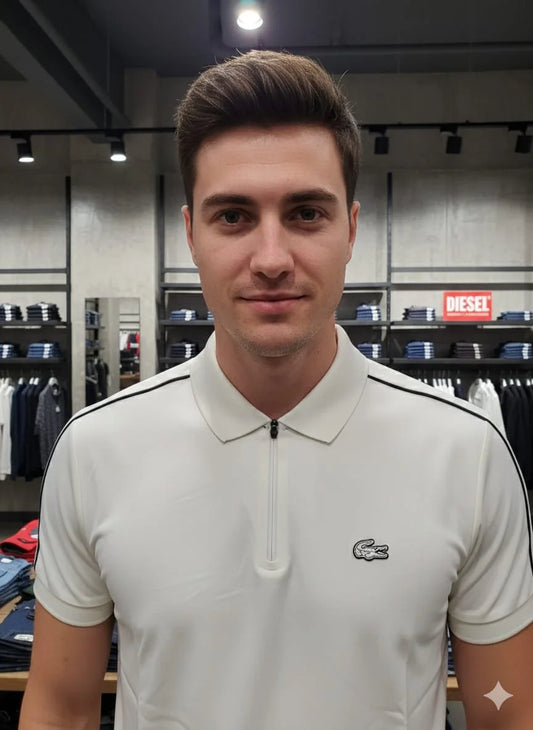 LACOSTE || Men’s Sport Golf Club Quarter-Zip Polo Shirt – Breathable Technical Piqué