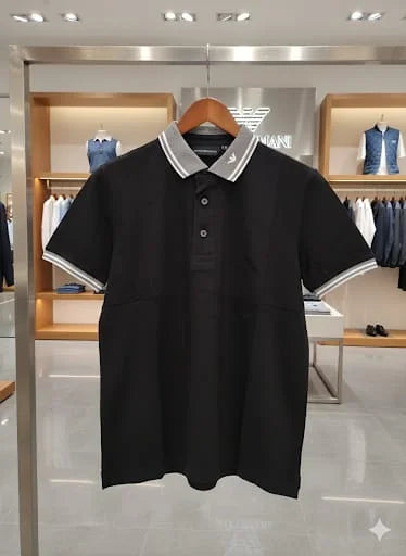 EMP*RIO ARM*NI || EA7 Men's Slim Fit Cotton Polo Shirt - Contrast Trim & Eagle Logo