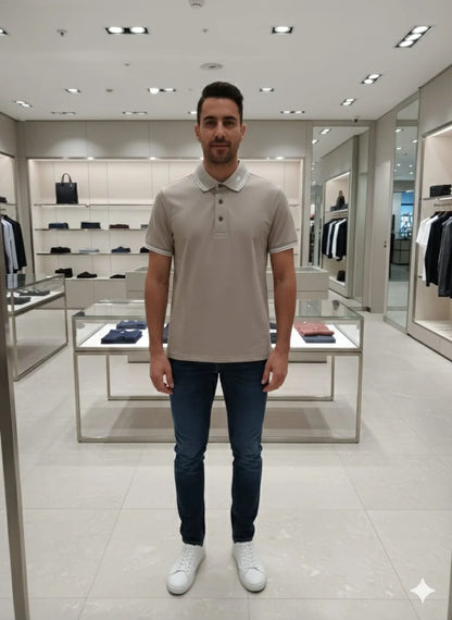 EMP*RIO ARM*NI || EA7 Men's Slim Fit Cotton Polo Shirt - Contrast Trim & Eagle Logo