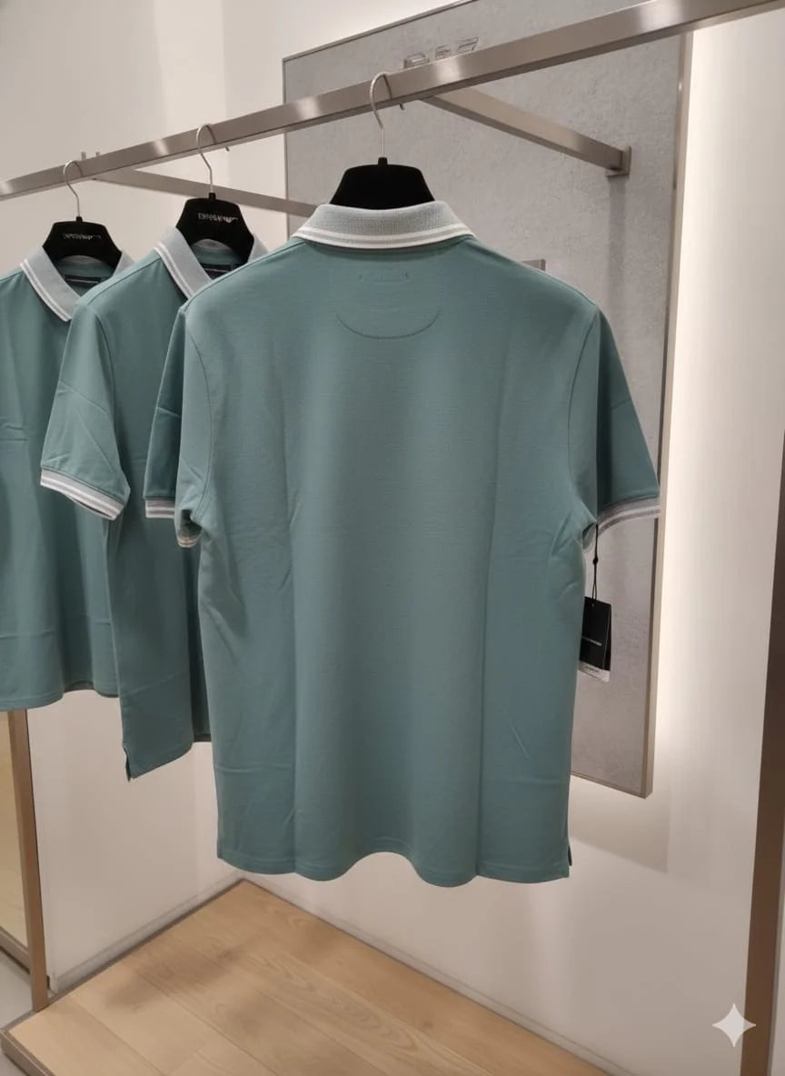 EMP*RIO ARM*NI || EA7 Men's Slim Fit Cotton Polo Shirt - Contrast Trim & Eagle Logo