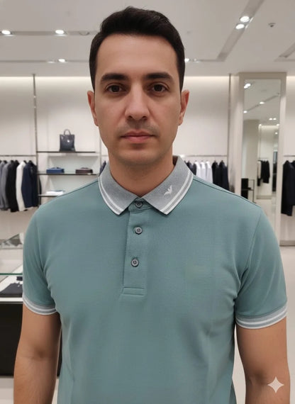 EMP*RIO ARM*NI || EA7 Men's Slim Fit Cotton Polo Shirt - Contrast Trim & Eagle Logo