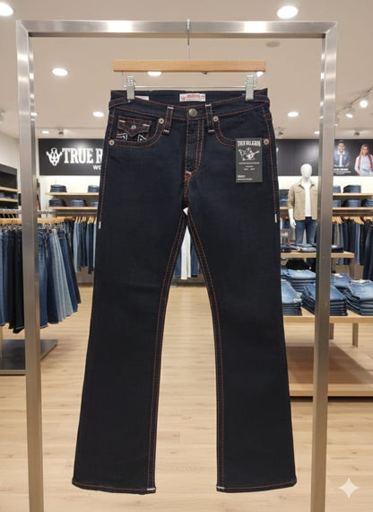 TRUE RELIGION || Men's Ricky Super T Straight Fit Jeans - Indigo with Paisley Horseshoe