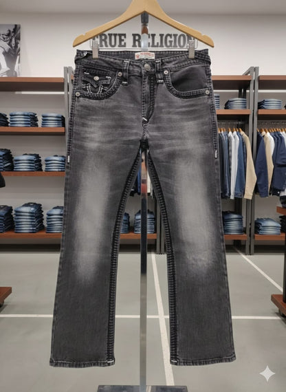 TRUE RELIGION || Men's Ricky Super T Straight Fit Jeans - Grey Paisley Buddha Wash