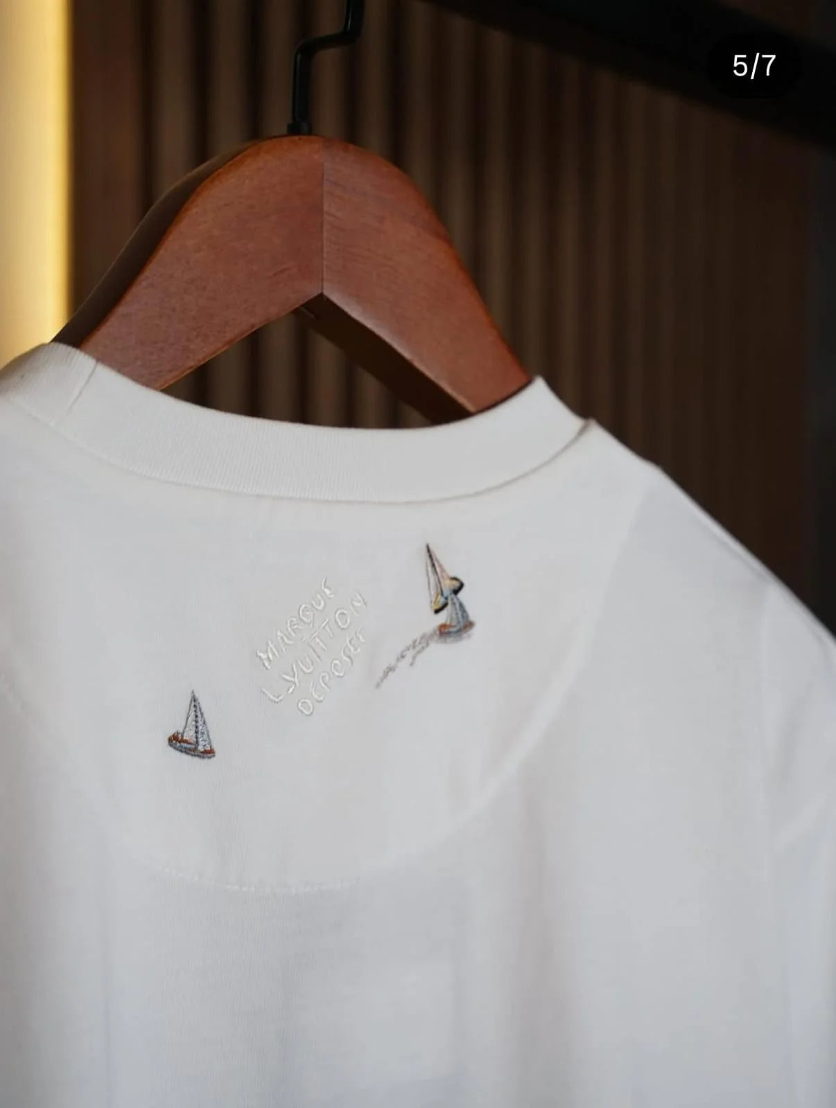 LOUIS VUITTON || Sailboat Embroidered LV Logo T-Shirt - White Luxury Tee