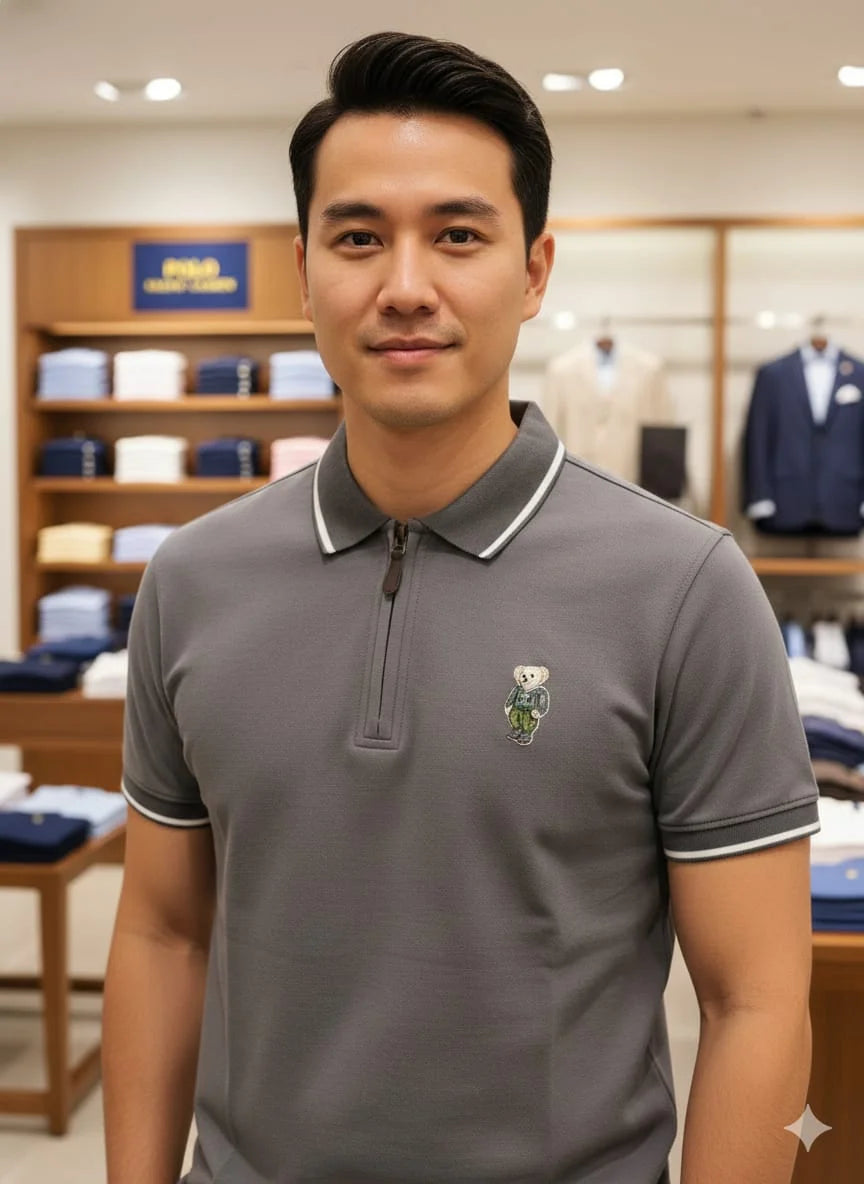 POLO RALPH LAUREN || Men’s Custom Slim Fit Bear Quarter-Zip Polo Shirt