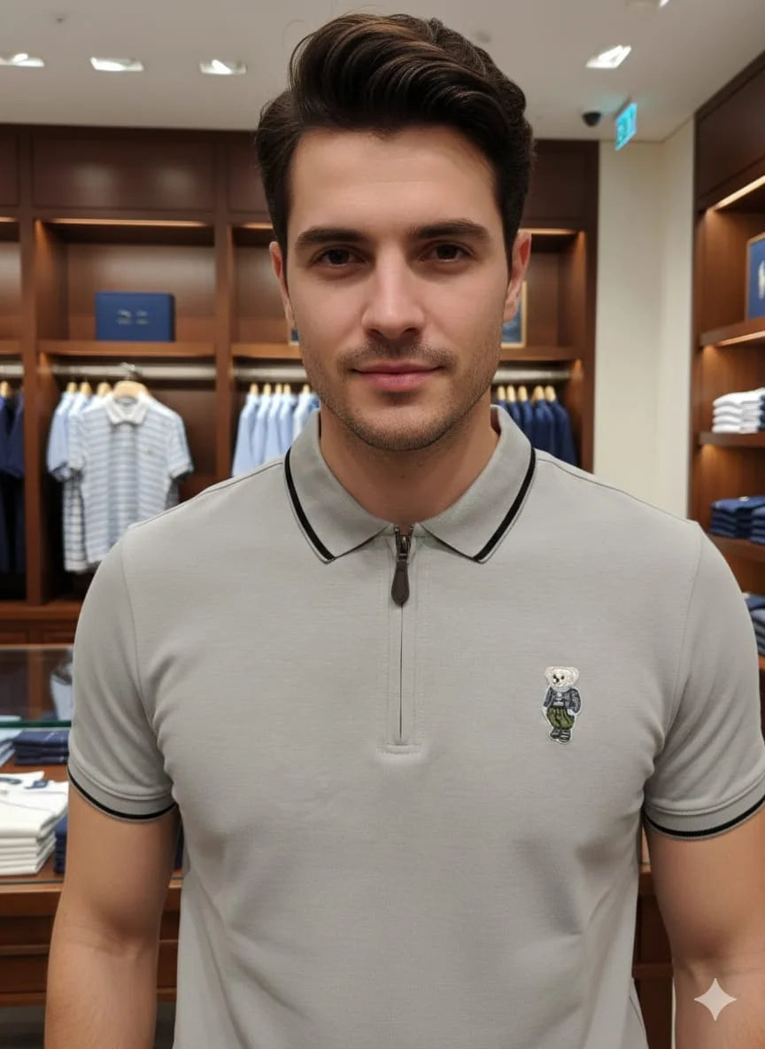 POLO RALPH LAUREN || Men’s Custom Slim Fit Bear Quarter-Zip Polo Shirt