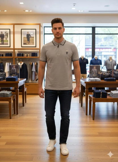 POLO RALPH LAUREN || Men’s Custom Slim Fit Bear Quarter-Zip Polo Shirt