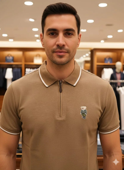 POLO RALPH LAUREN || Men’s Custom Slim Fit Bear Quarter-Zip Polo Shirt