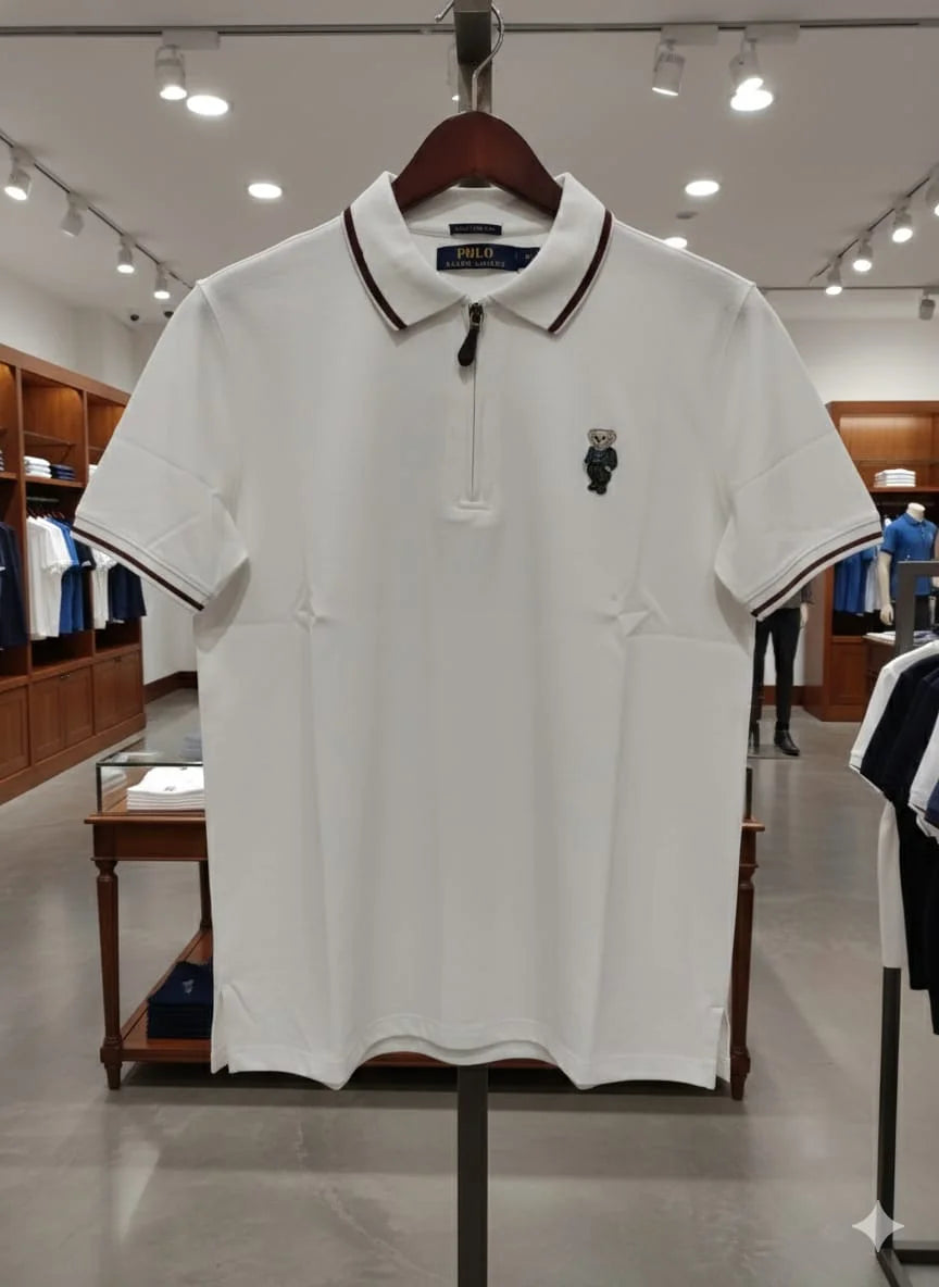 POLO RALPH LAUREN || Men’s Custom Slim Fit Bear Quarter-Zip Polo Shirt
