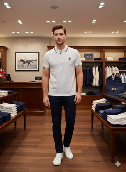 POLO RALPH LAUREN || Men’s Custom Slim Fit Bear Quarter-Zip Polo Shirt