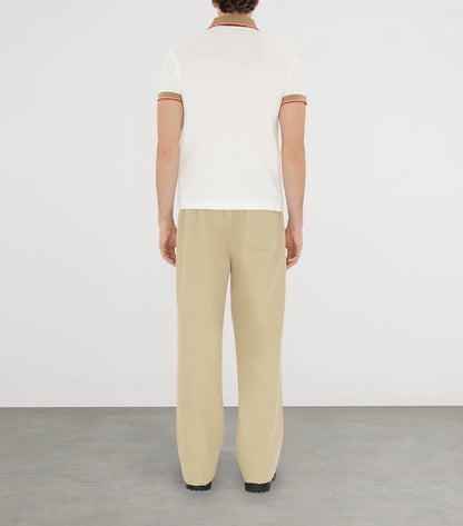 BURBERRY || Logo Collar Slim Fit Cotton Polo Shirt – Contrast Trim Pique Polo