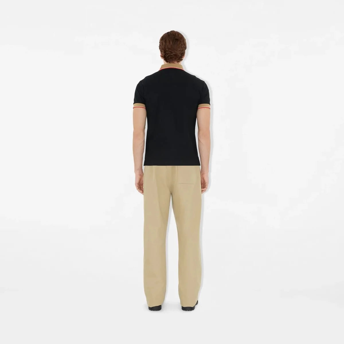 BURBERRY || Logo Collar Slim Fit Cotton Polo Shirt – Contrast Trim Pique Polo