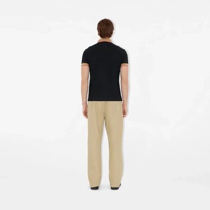 BURBERRY || Logo Collar Slim Fit Cotton Polo Shirt – Contrast Trim Pique Polo