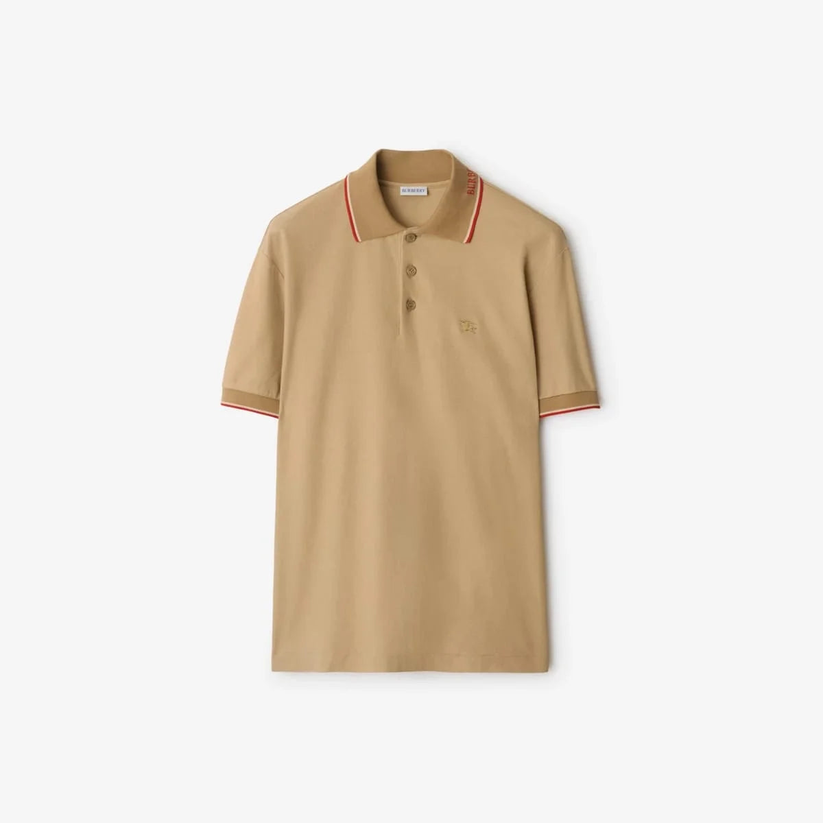 BURBERRY || Logo Collar Slim Fit Cotton Polo Shirt – Contrast Trim Pique Polo