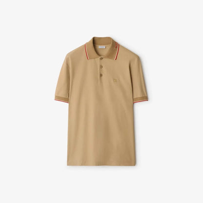 BURBERRY || Logo Collar Slim Fit Cotton Polo Shirt – Contrast Trim Pique Polo